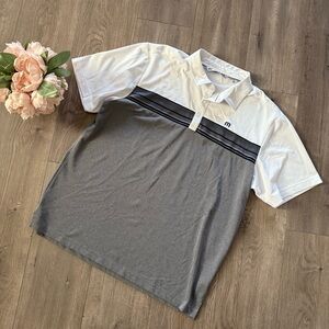 Men's Travis Mathew Grey & White Color Black Golf Polo